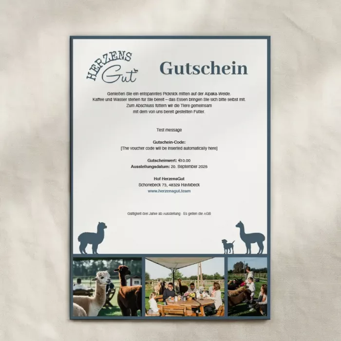 Alpaka-Picknick-Gutschein